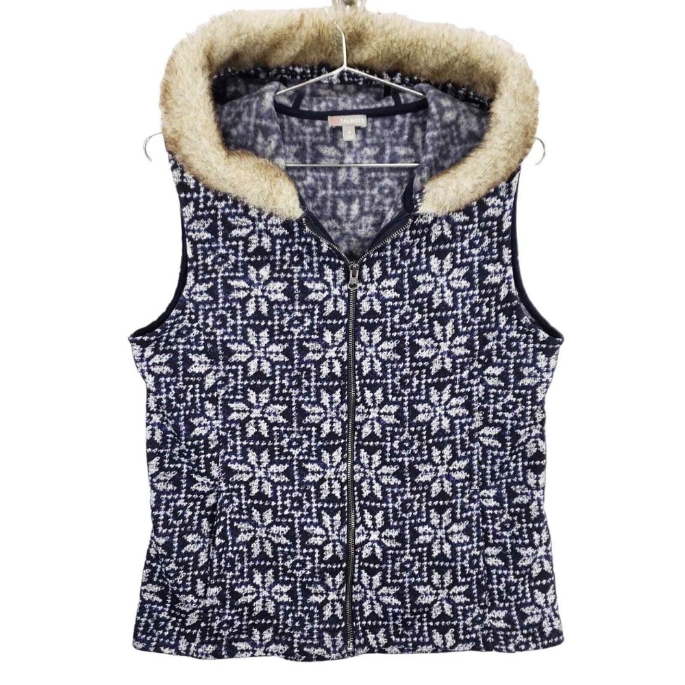 Navy Snowflake hooded vest